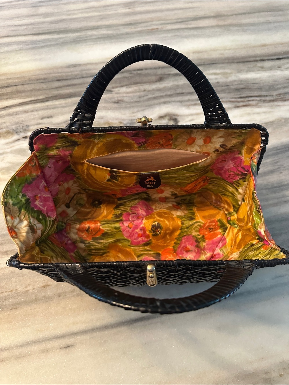 KORET ITALY WOVEN BASKET HANDBAG FROM 1960s - Picture 4 of 7
